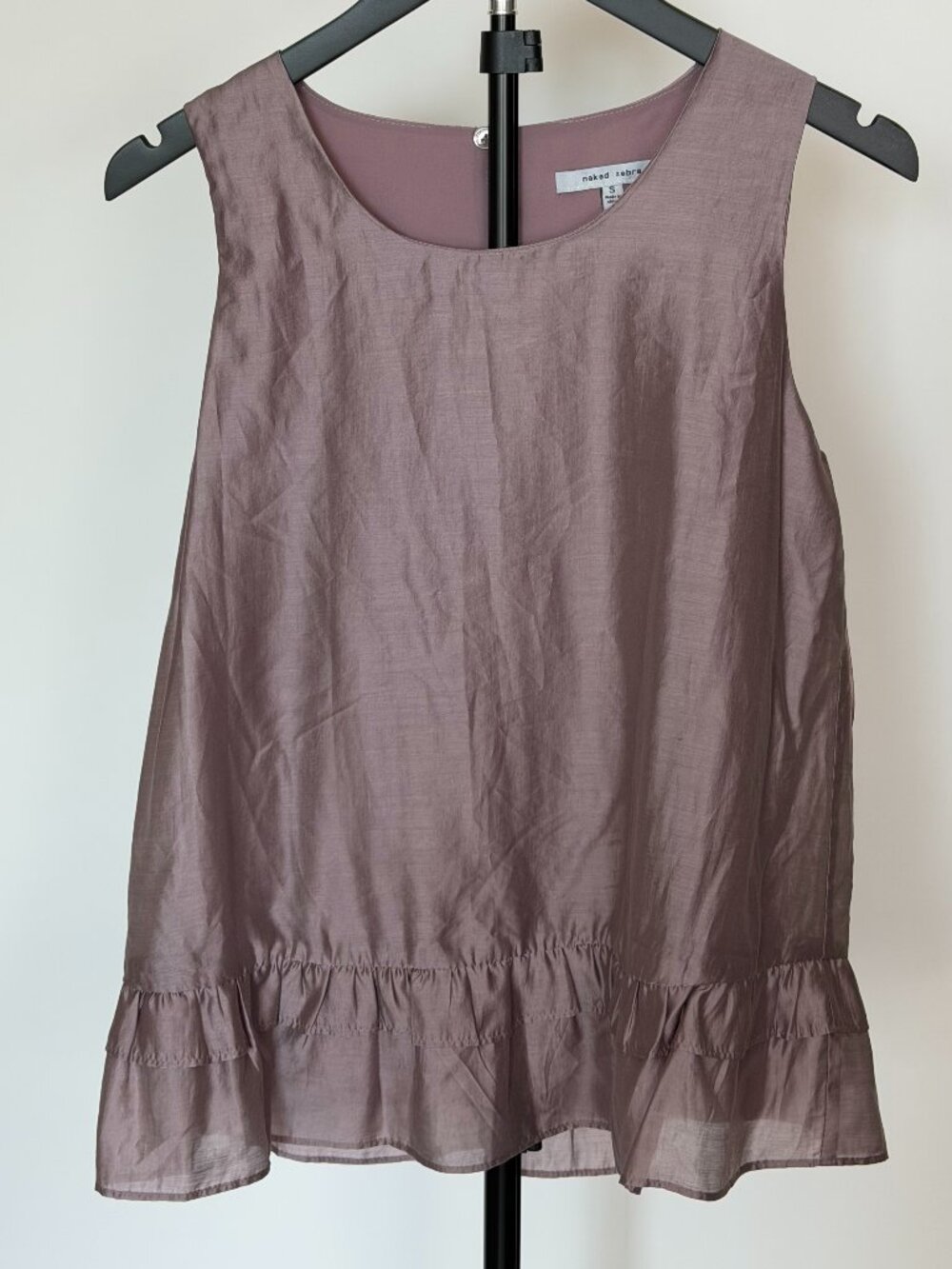 Naked Zebra Mauve Sleeveless Ruffle Hem Top Size S